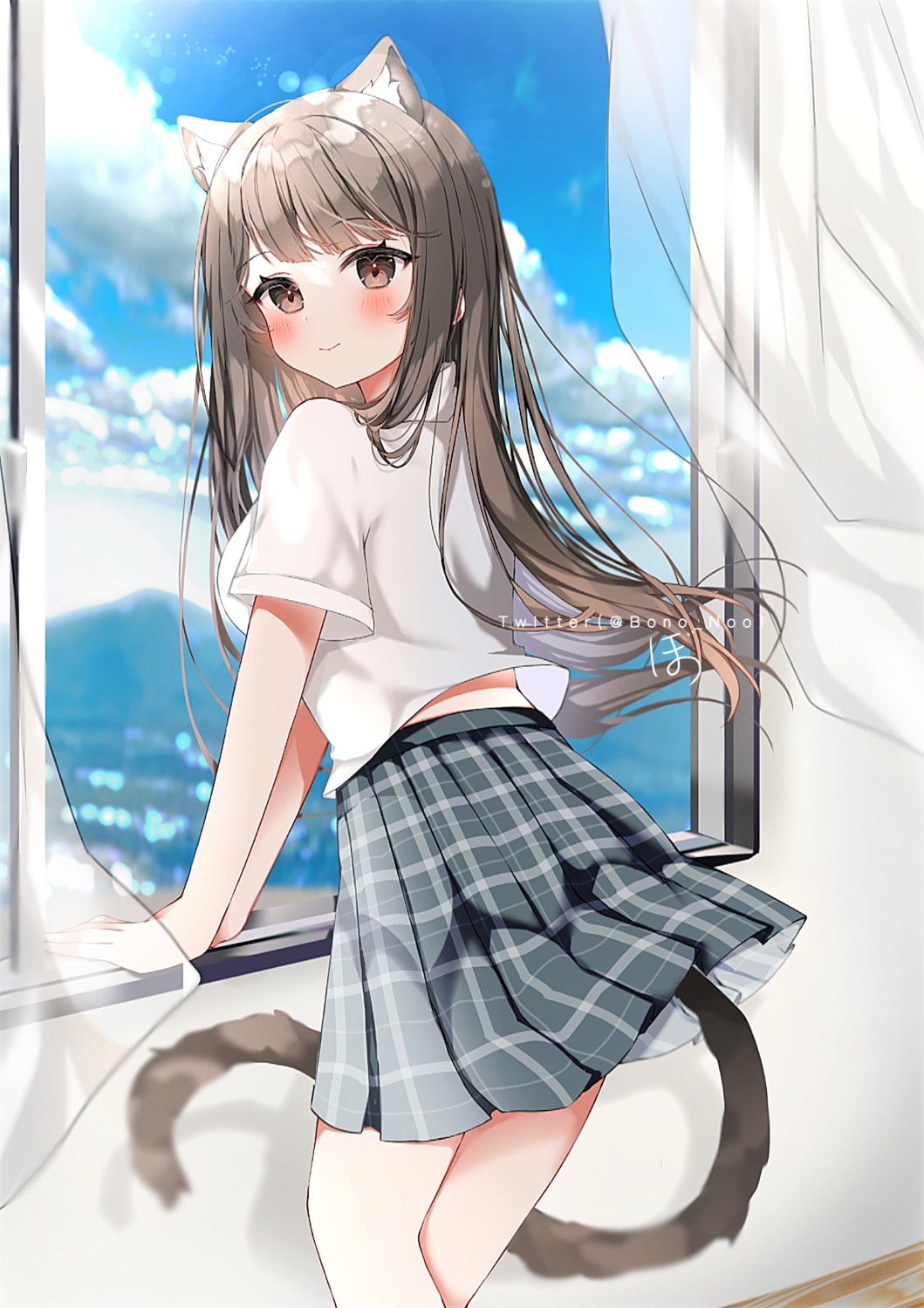 animal_ears bono_(bonobono) nekomimi tail watermark