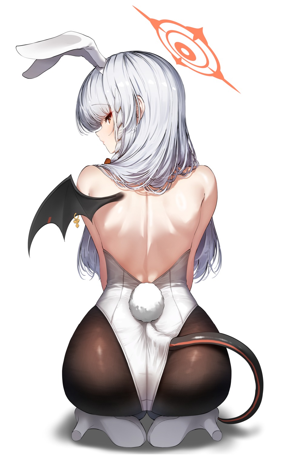 animal_ears ass blue_archive bunny_ears bunny_girl devil halo heels kagi_f kurodate_haruna no_bra pantyhose tail wings