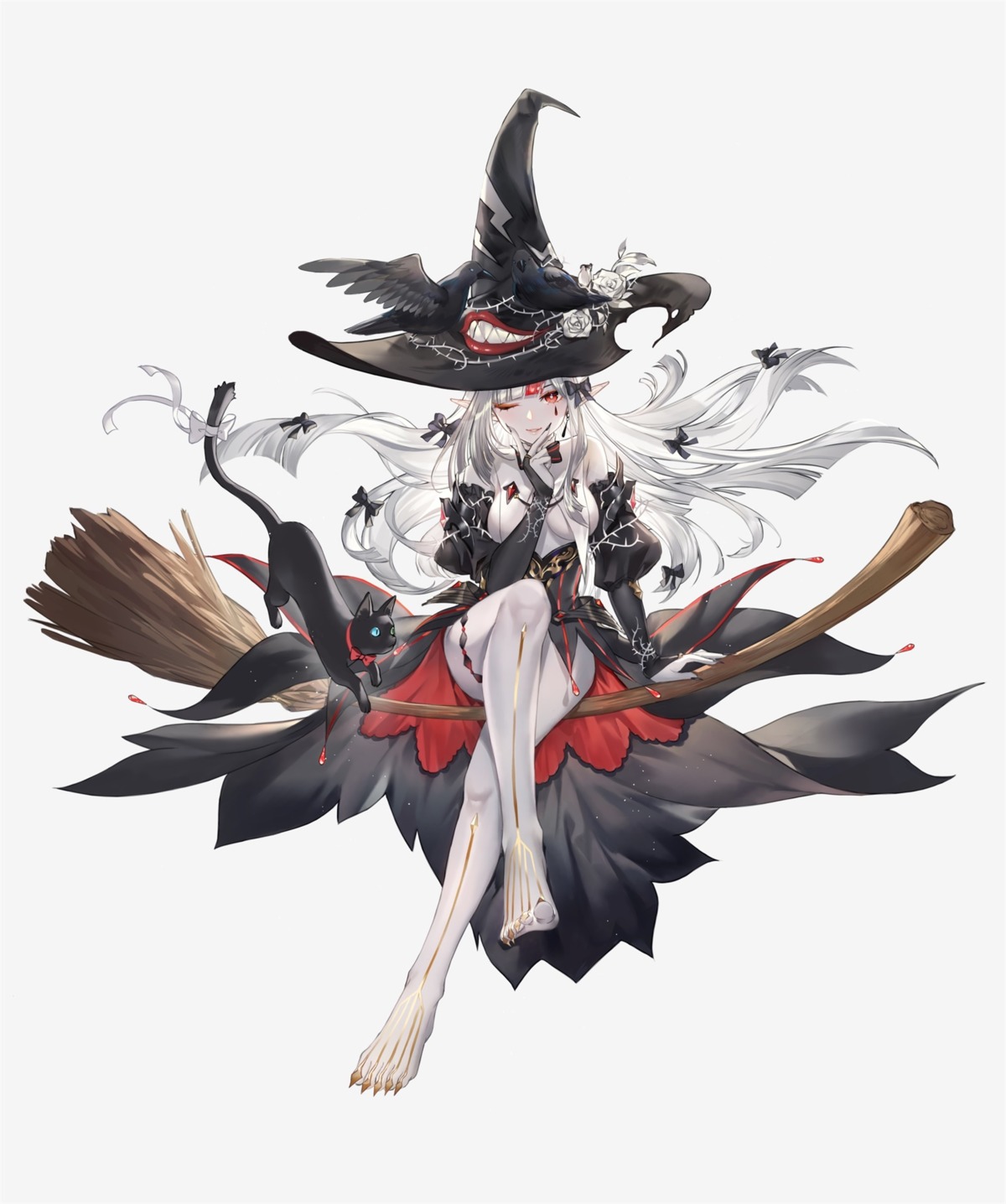 criin garter neko no_bra pointy_ears skirt_lift witch