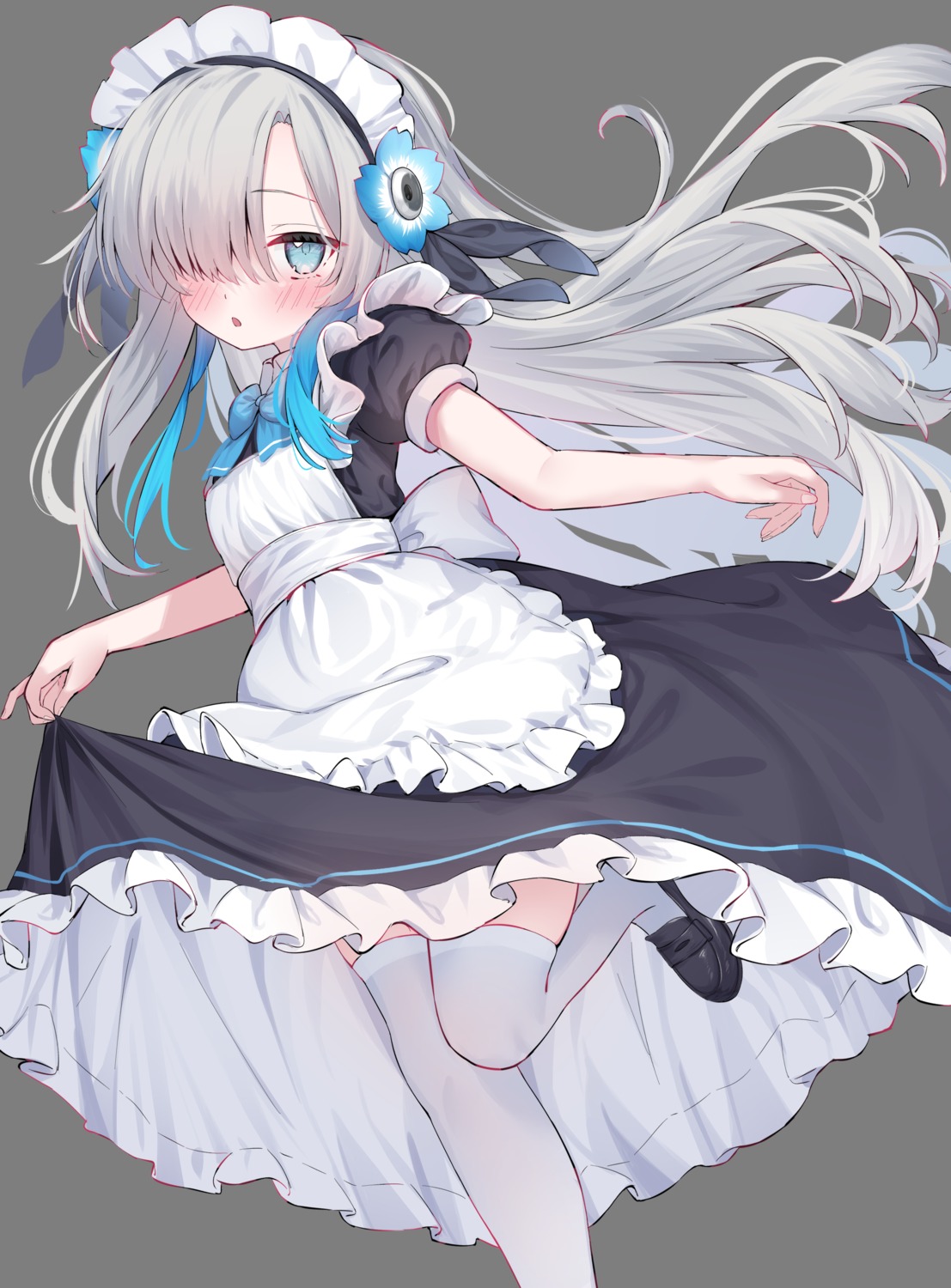 isekai_joucho kamitsubaki_studio leafpie_zaurus maid skirt_lift thighhighs transparent_png