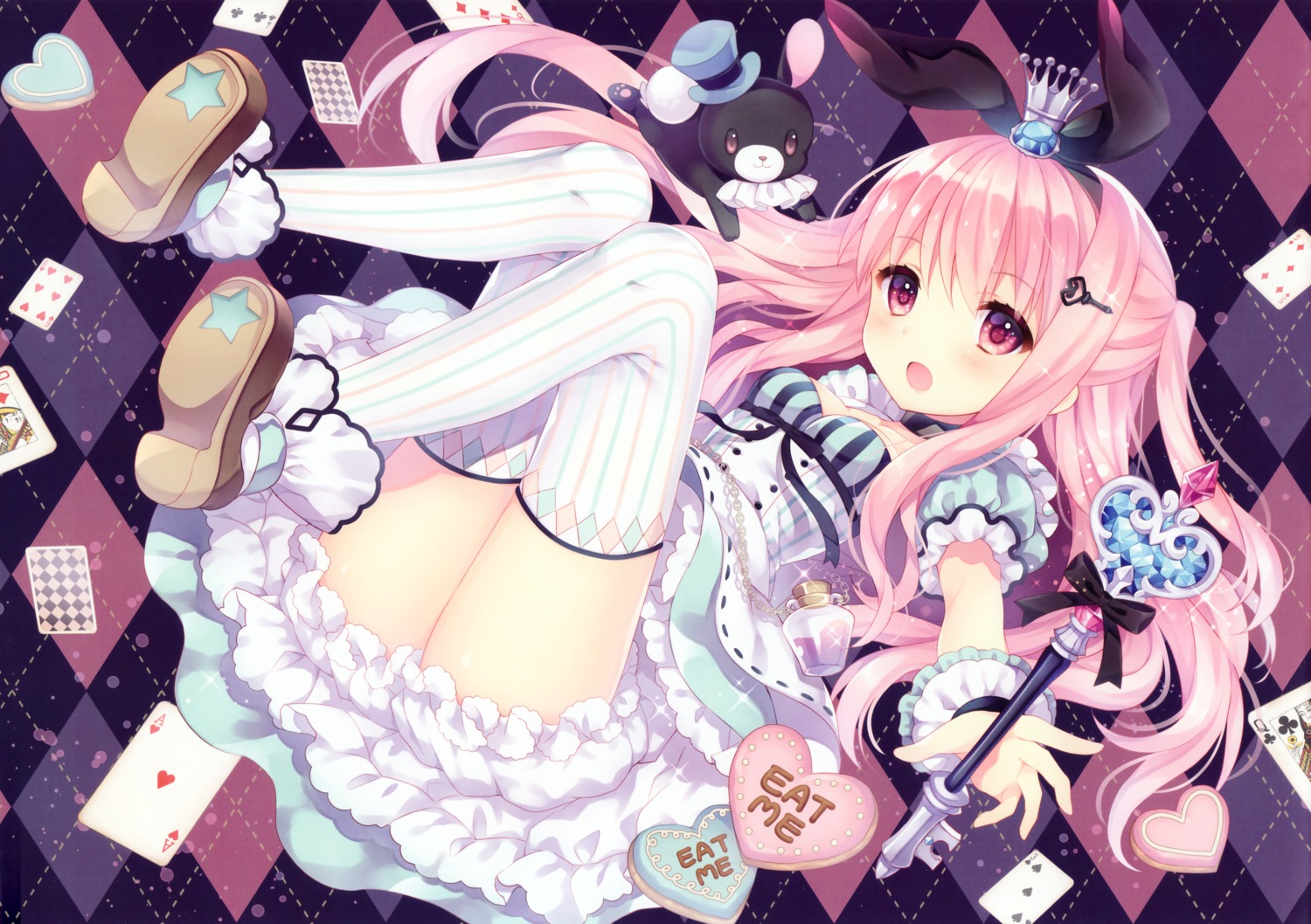 alice alice_in_wonderland cleavage dress w.label wasabi_(sekai) weapon