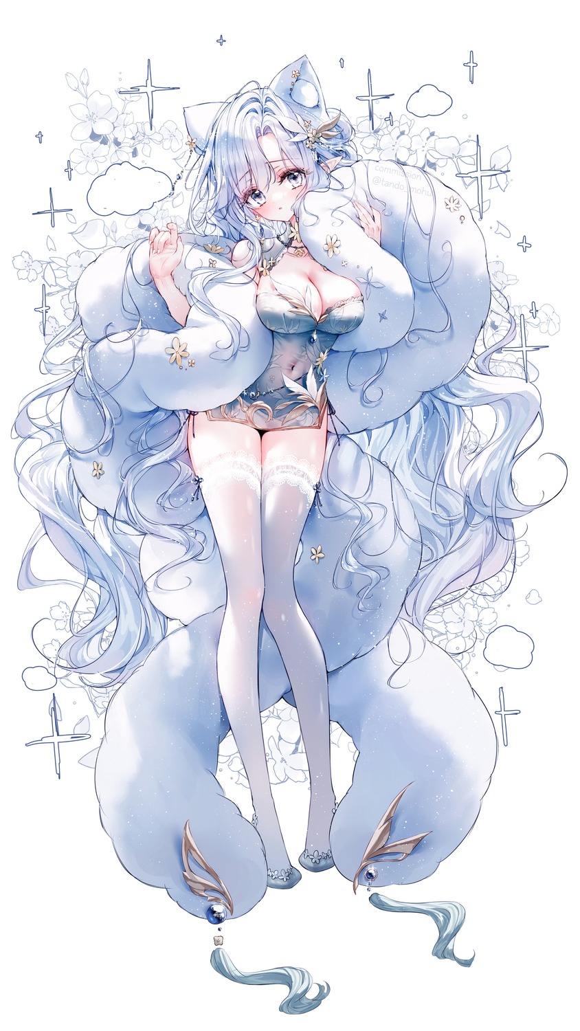 animal_ears chinadress no_bra tandohark thighhighs