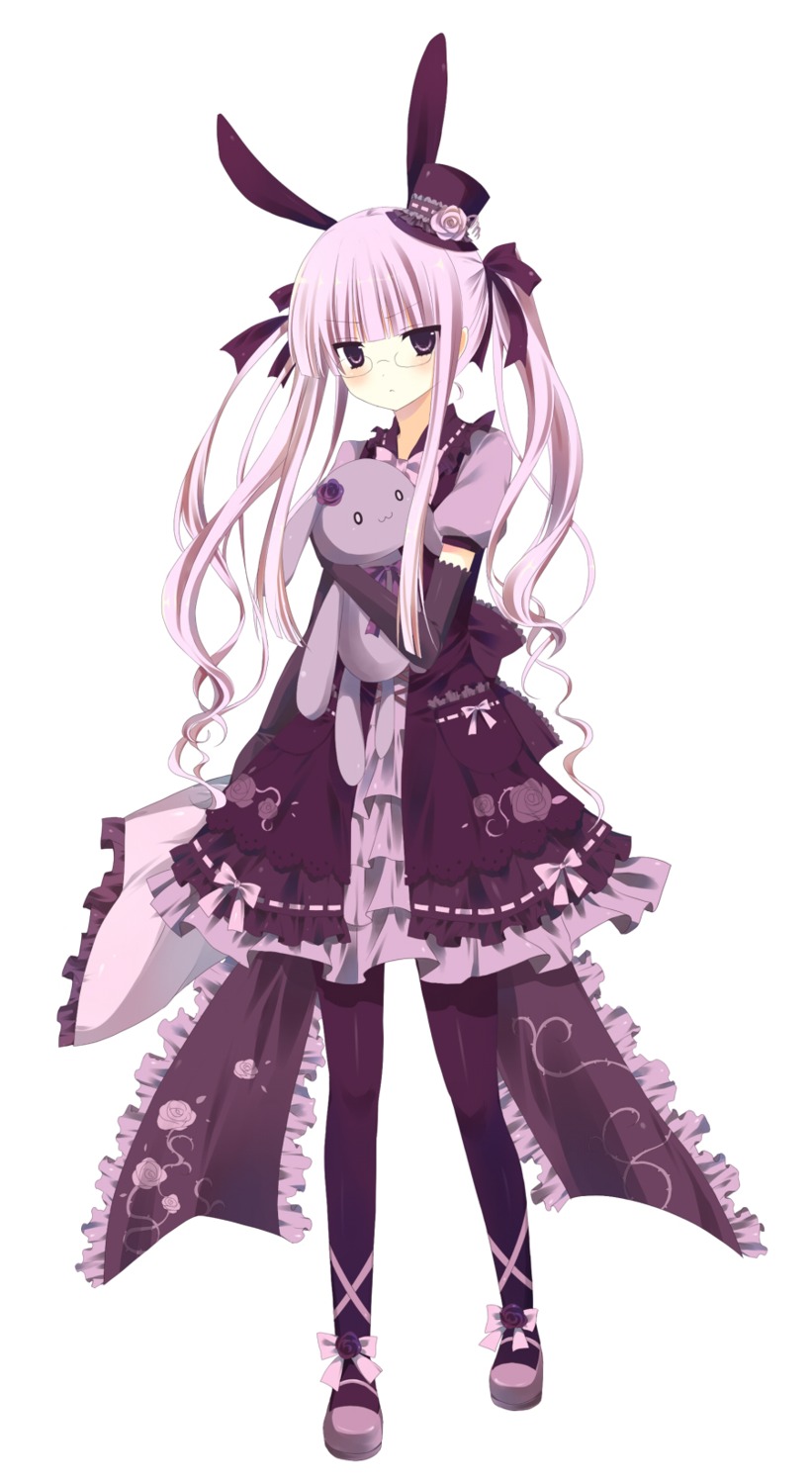 animal_ears bunny_ears gothic_lolita kitsunegami lolita_fashion megane