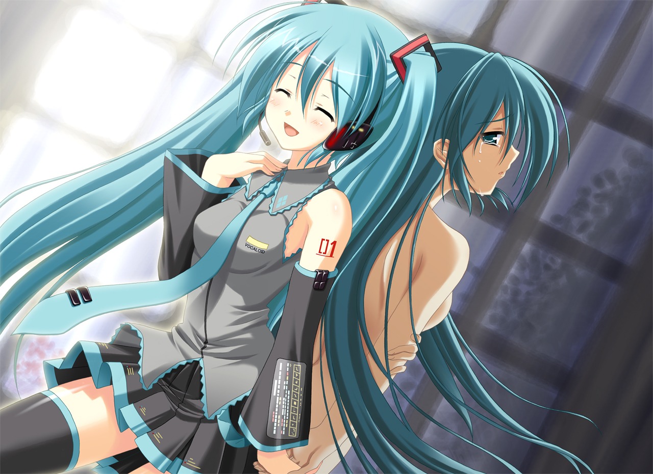 hatsune_miku naked skywaker thighhighs vocaloid