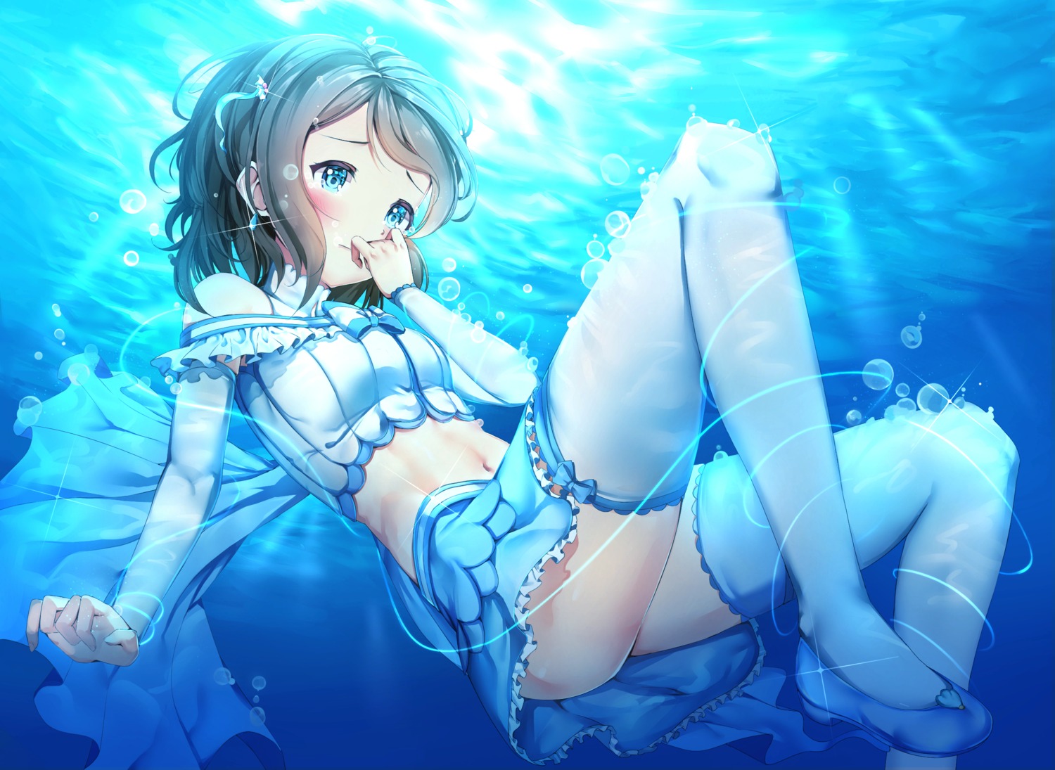 hachinatsu love_live!_(series) love_live!_sunshine!! thighhighs watanabe_you