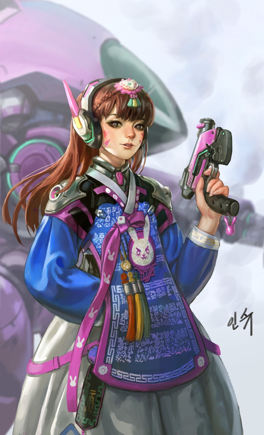 asian_clothes d.va gun headphones overwatch shaonav