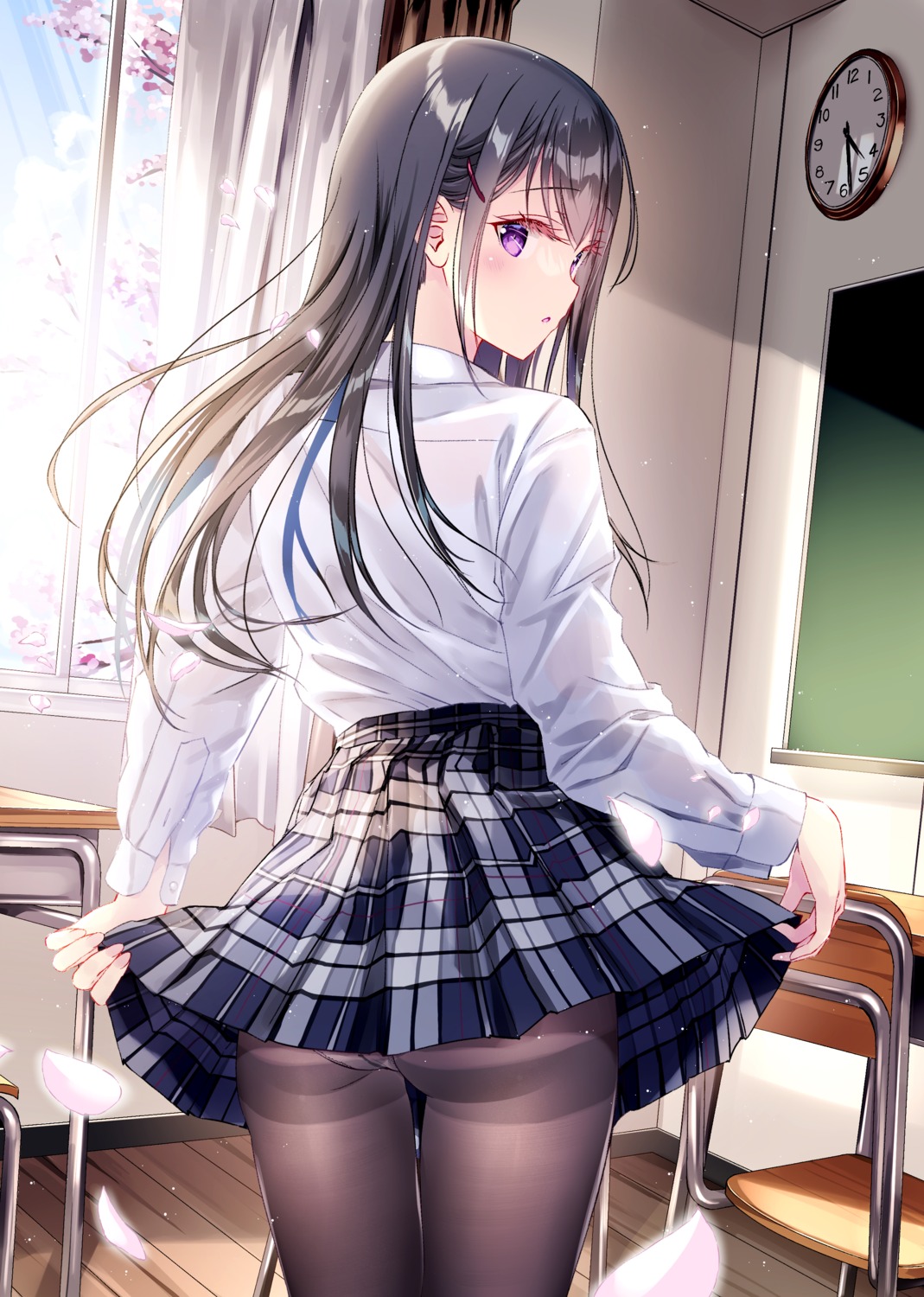 ass kobayashi_chisato pantsu pantyhose seifuku skirt_lift