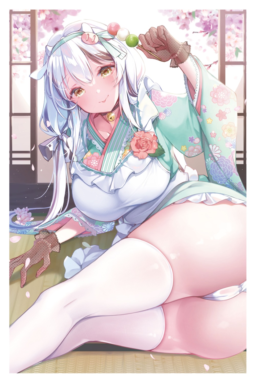 animal_ears ass horns kanola_u kimono pantsu thighhighs