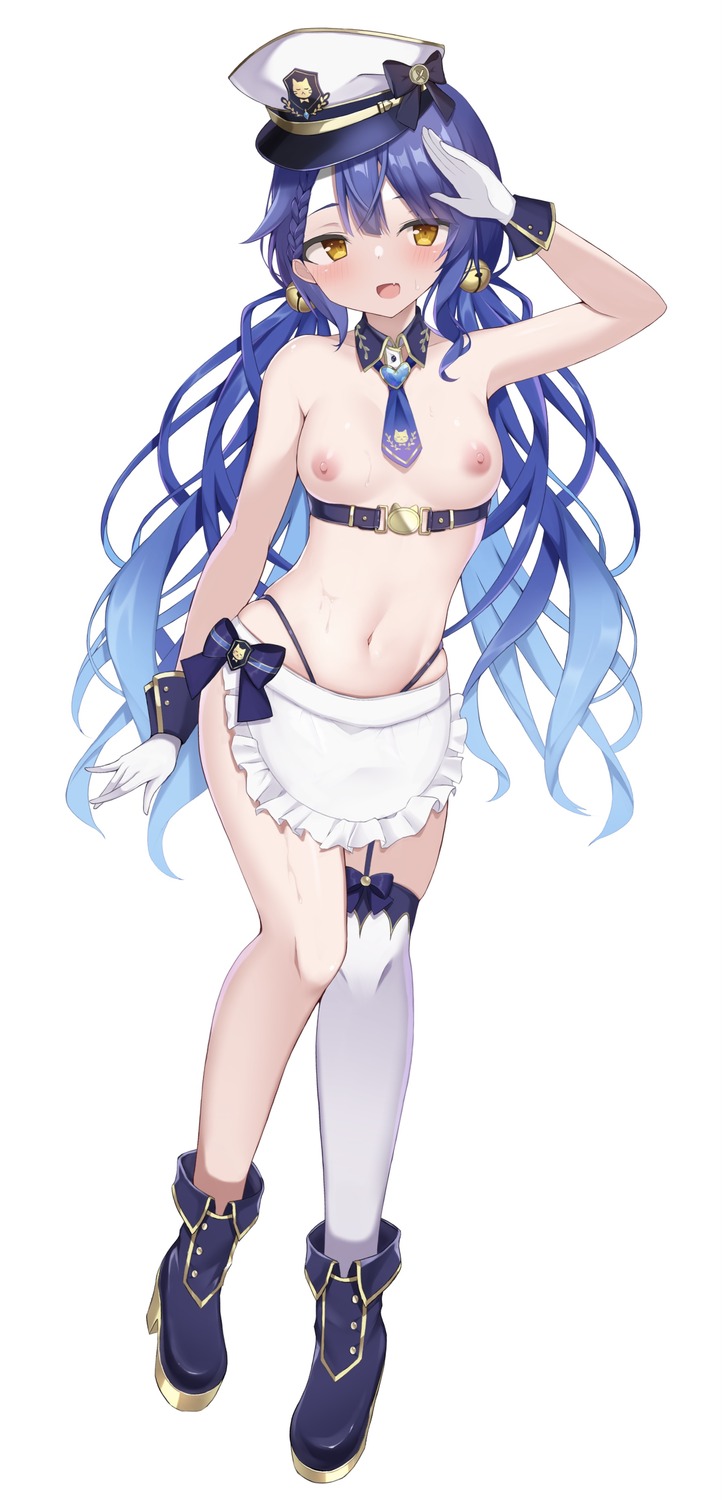 amamiya_kokoro growing_naru heels nijisanji nipples stockings thighhighs topless