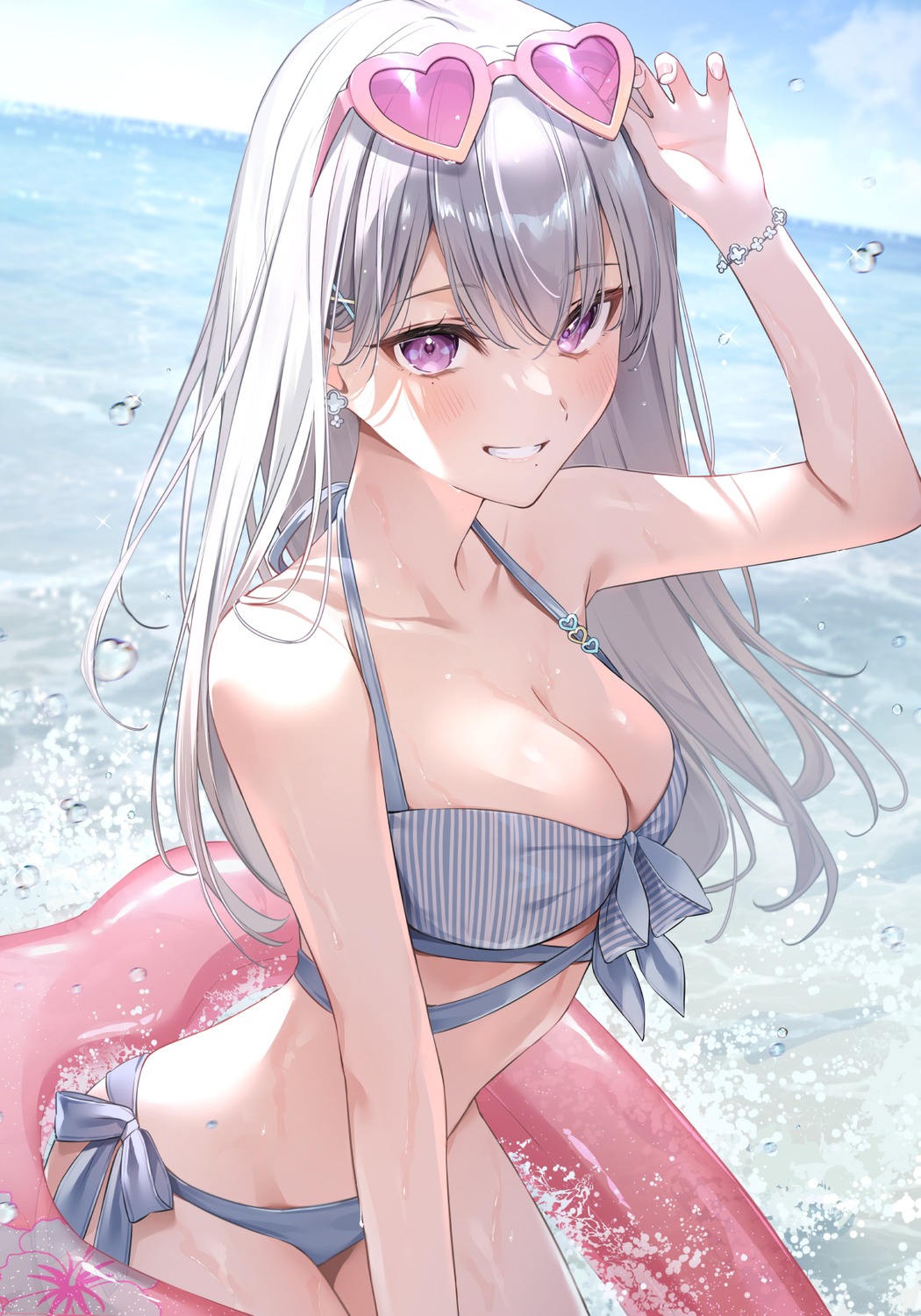 bikini hayate_(naka_mura) megane naka_mura swimsuits wet