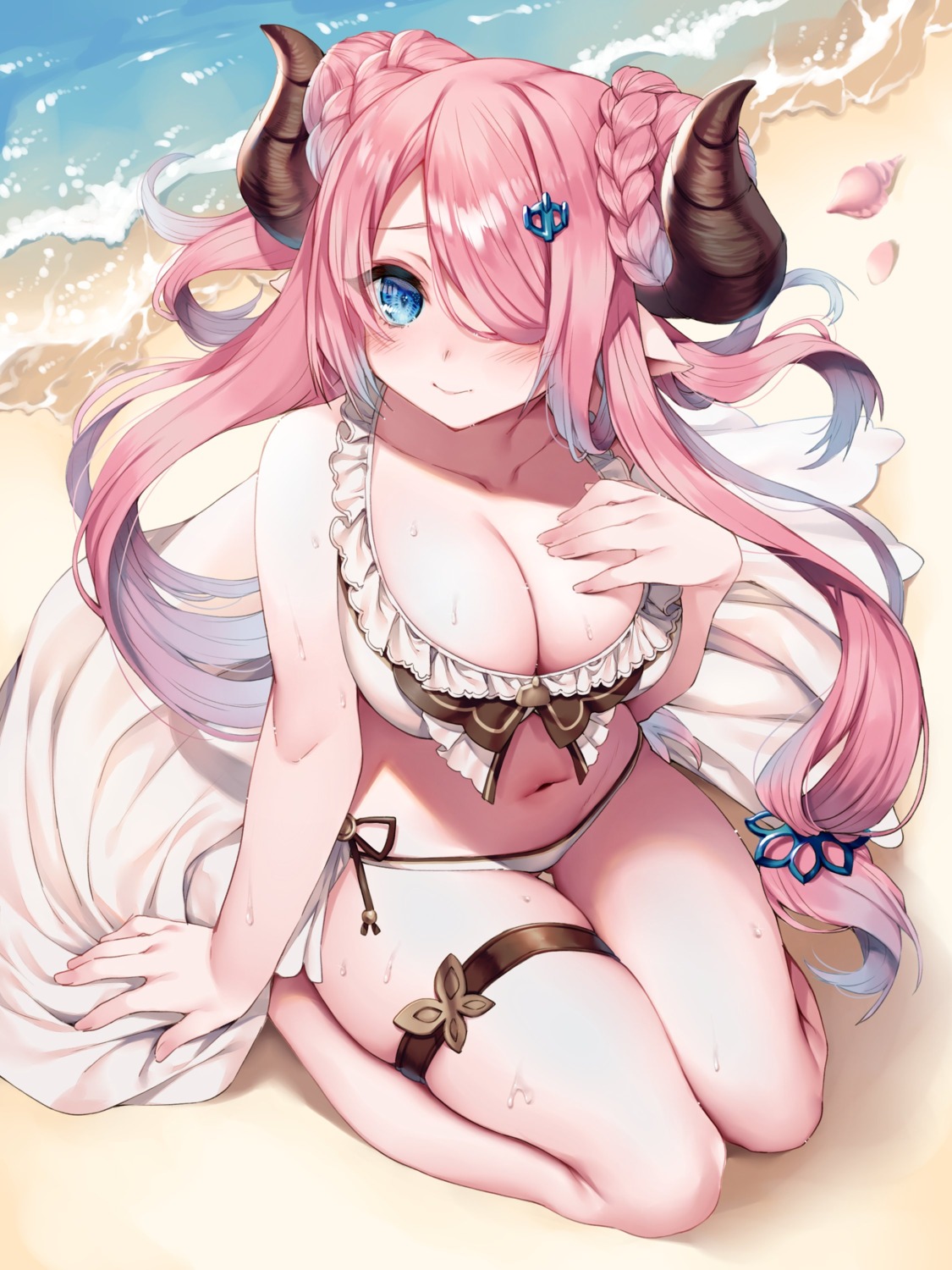 bikini cleavage garter granblue_fantasy hime_gyo horns narumeia_(granblue_fantasy) swimsuits