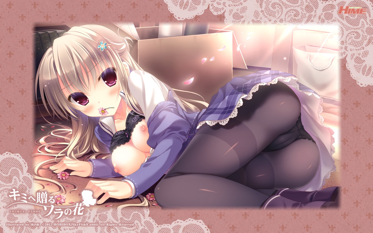 bra breasts cabbit kimi_e_okuru_sora_no_hana nasuhara_hinagiku nipples pantsu pantyhose seifuku wallpaper yukie