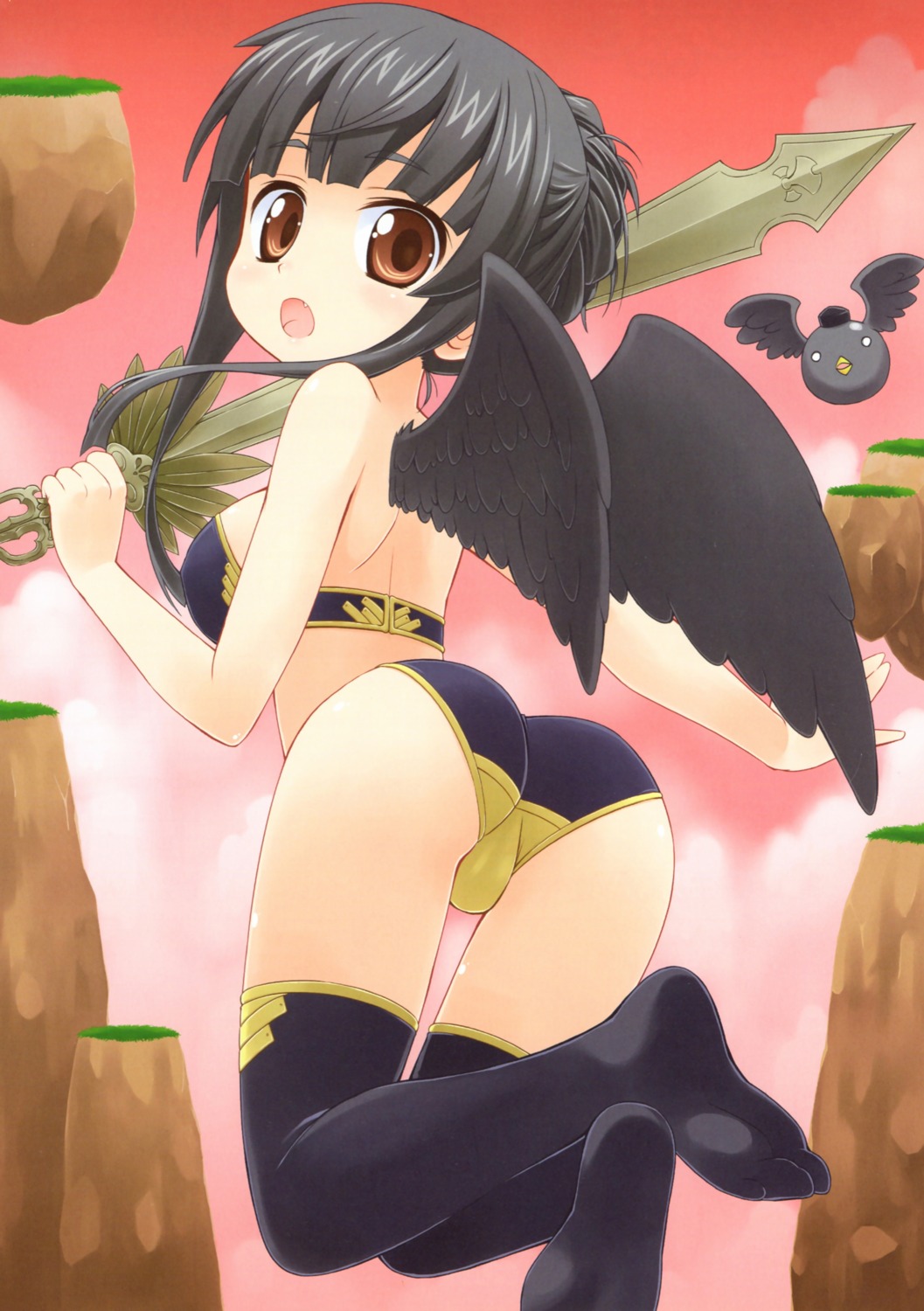 ass bikini cameltoe feet genkai_tokki_monster_monpiece swimsuits sword tagme thighhighs wings