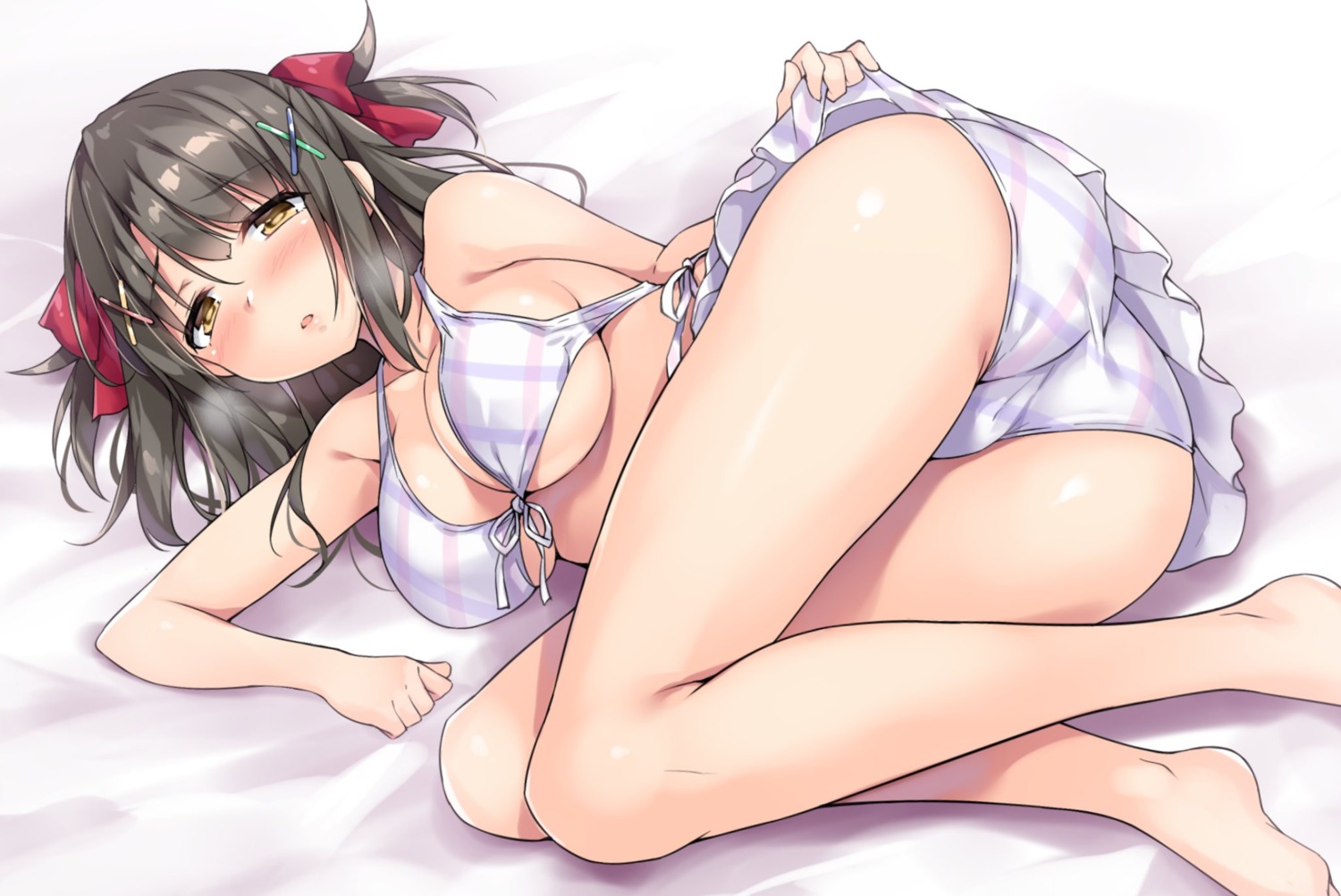 akizora_momiji ass bikini cameltoe cleavage skirt_lift swimsuits underboob