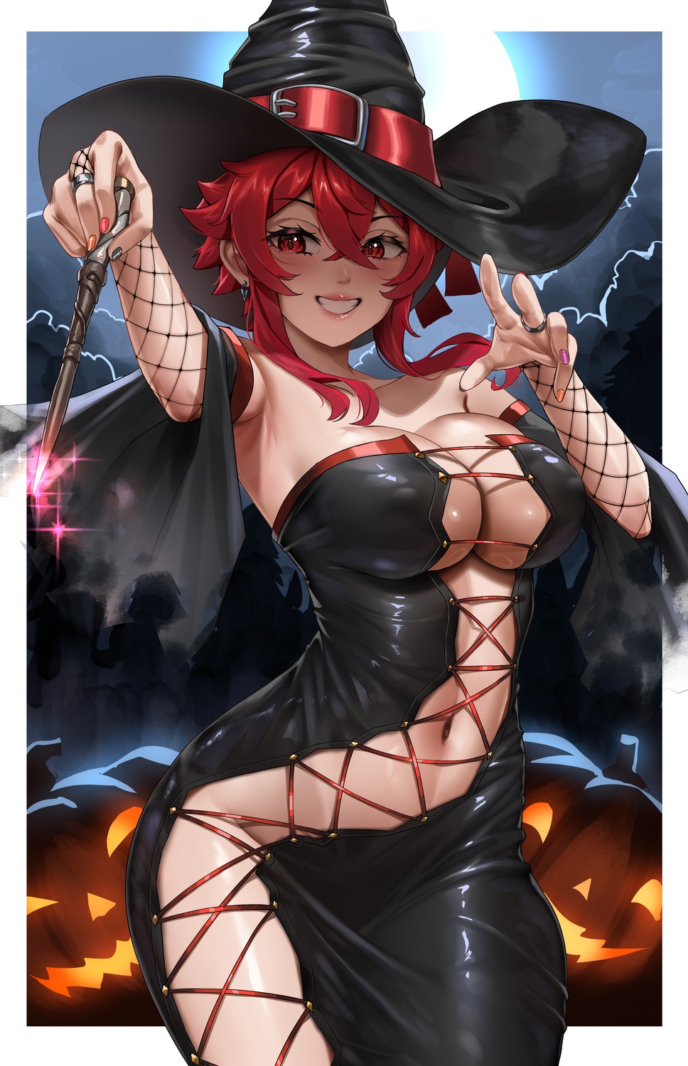 aizawa_tomo dress enmanuelart20 fishnets halloween no_bra nopan tomo-chan_wa_onna_no_ko! witch