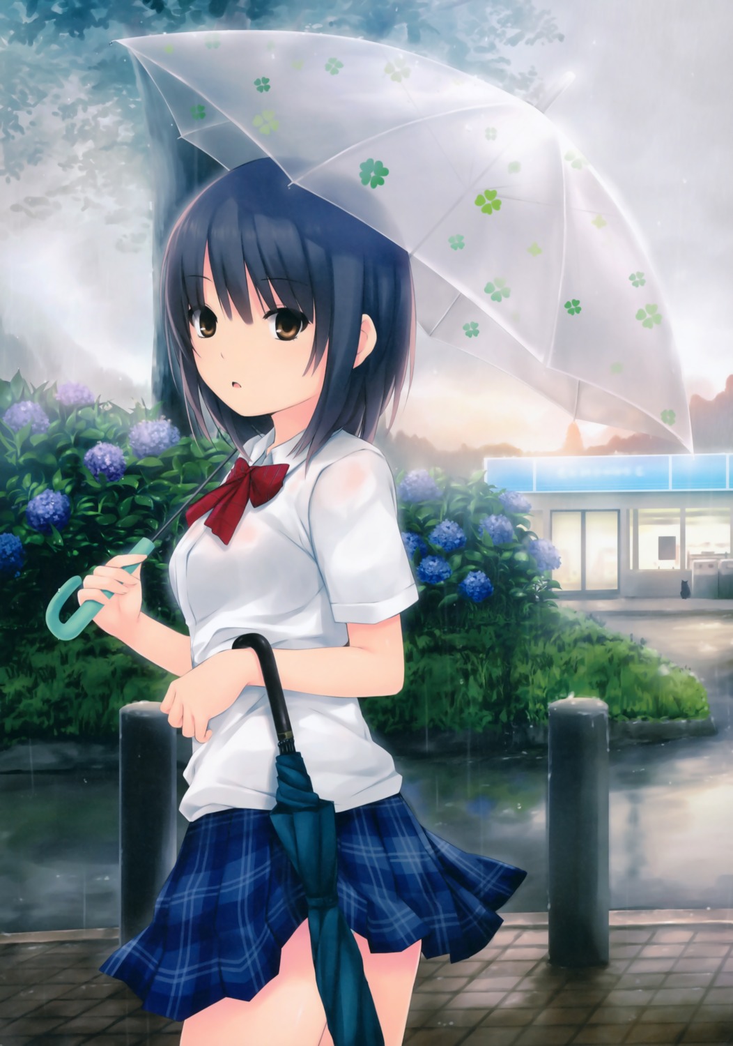 aoyama_sumika coffee-kizoku seifuku wet_clothes