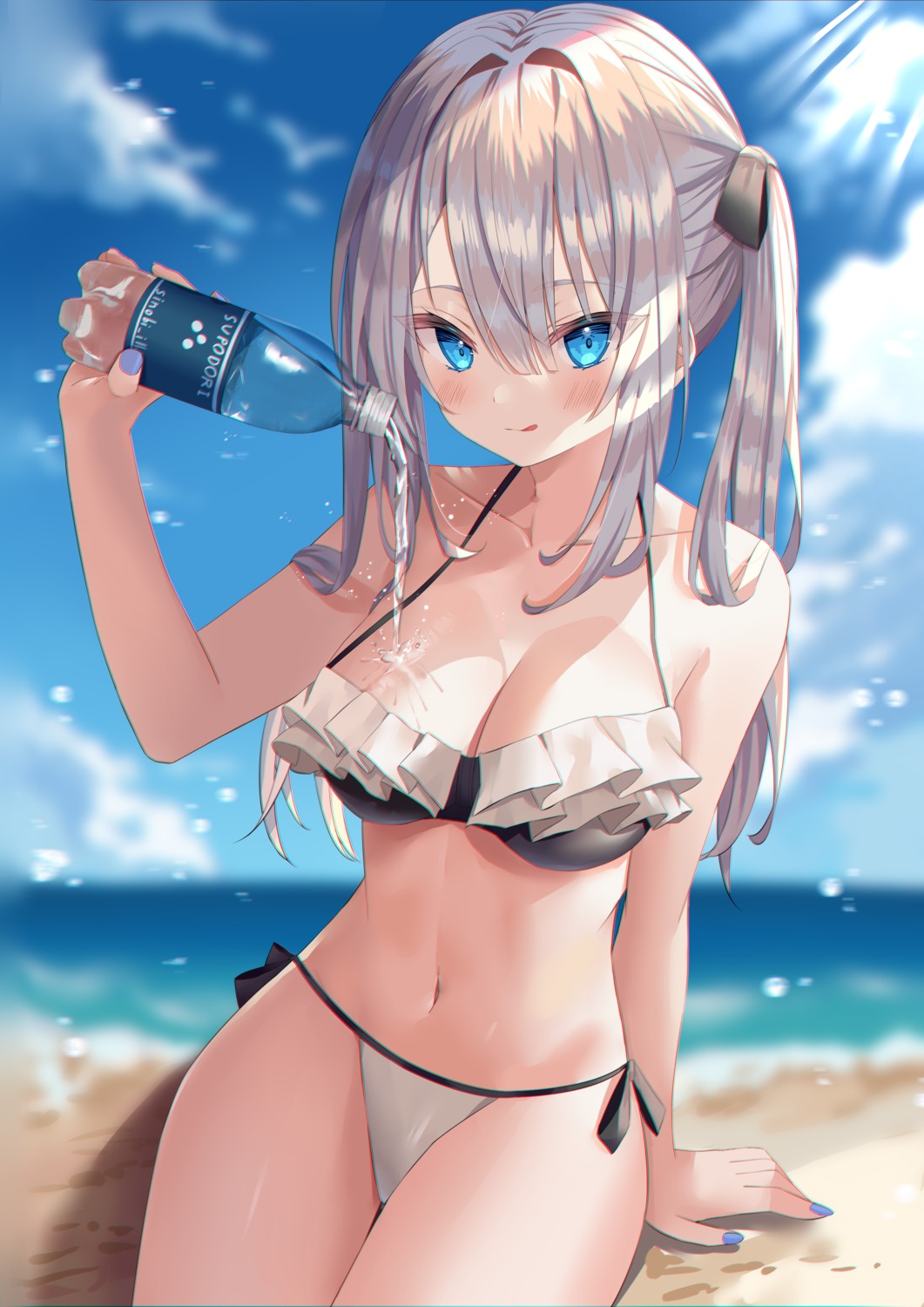 bikini cleavage sinobi_illust swimsuits wet