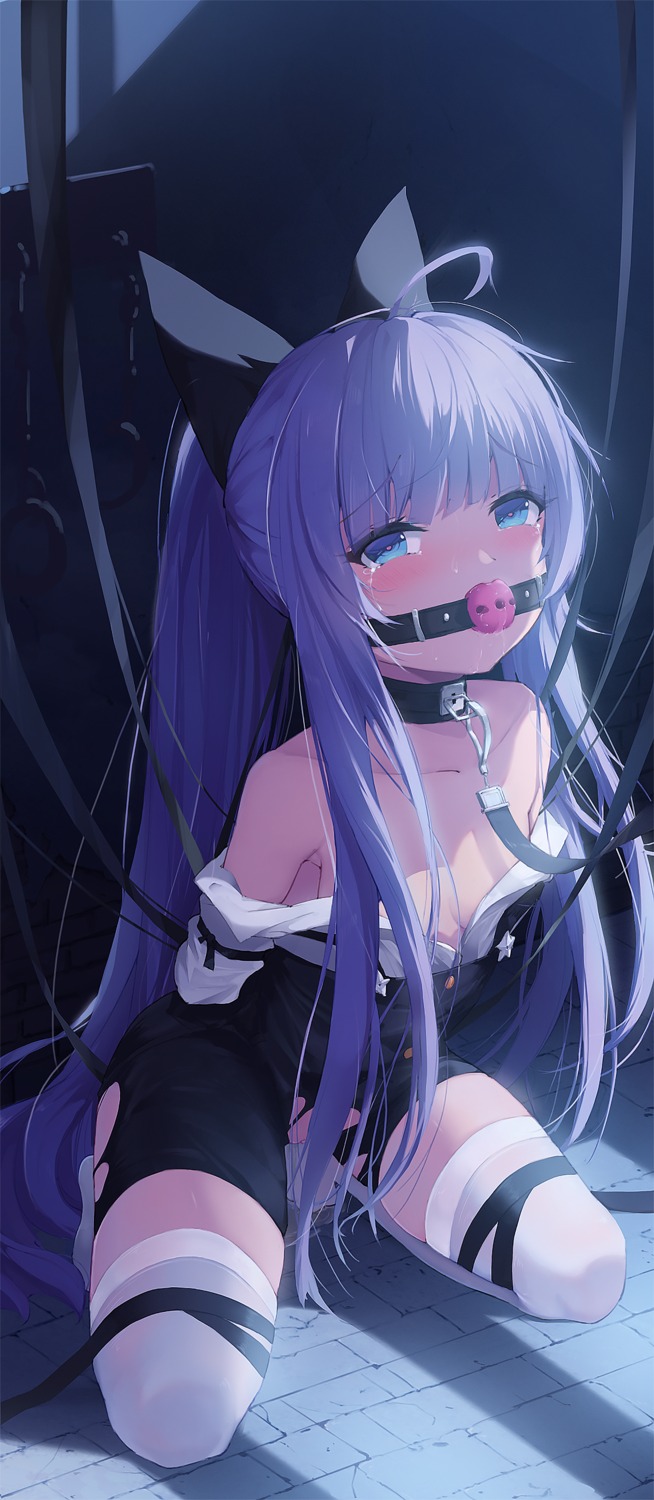 azur_lane bondage cleavage no_bra nopan open_shirt pussy tashkent_(azur_lane) thighhighs torn_clothes xiaoxiao_de_hongye