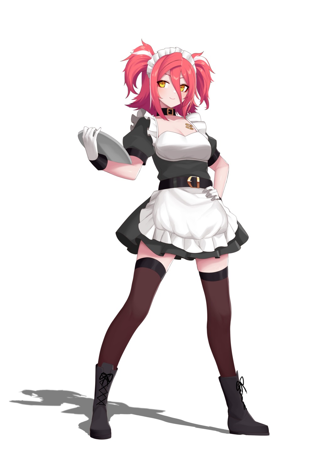 bandaid cleavage da_chu_z_jun hololive hololive_china maid thighhighs yogiri_(hololive)