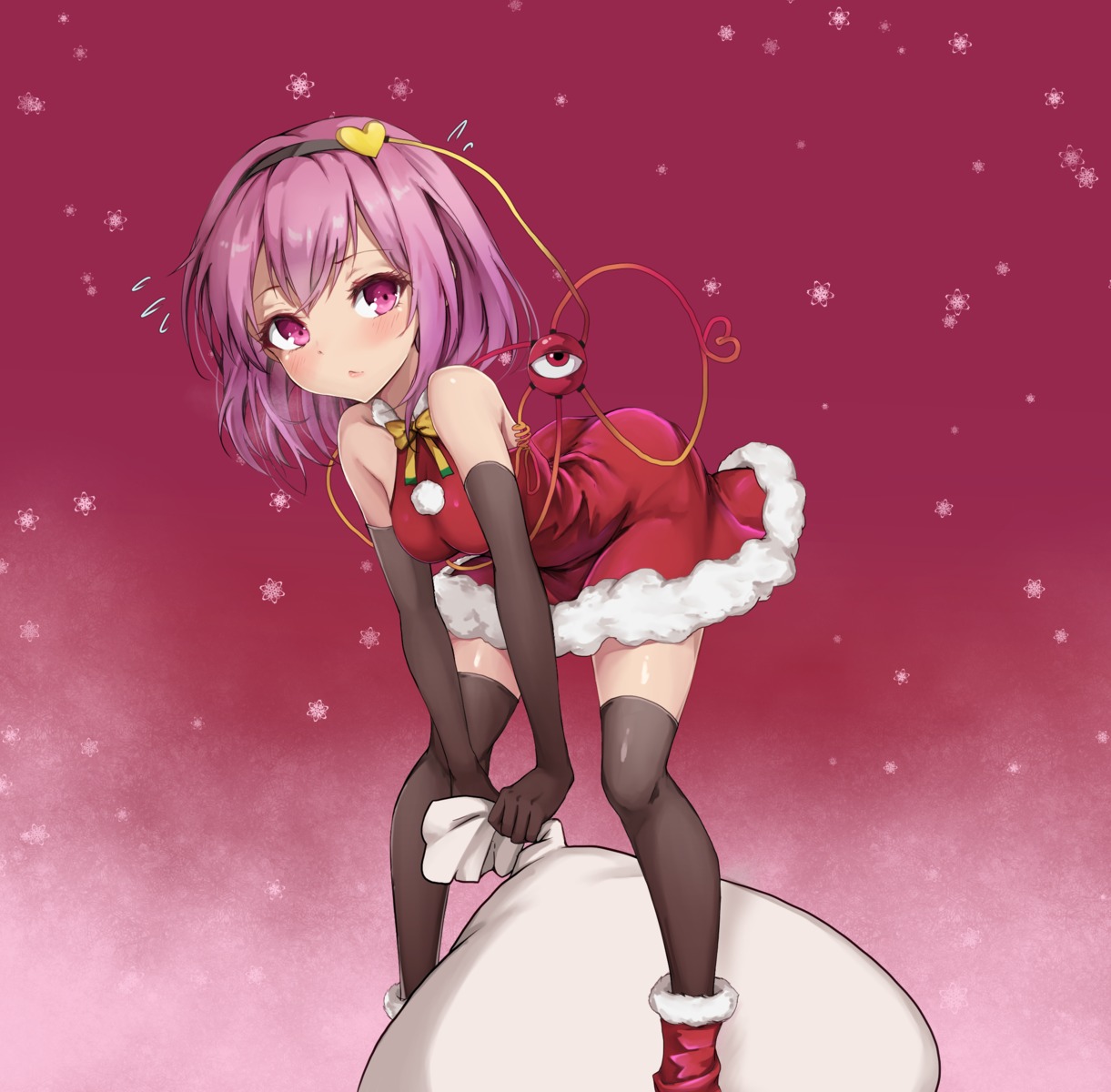 amagi_(amagi626) christmas dress komeiji_satori skirt_lift thighhighs touhou