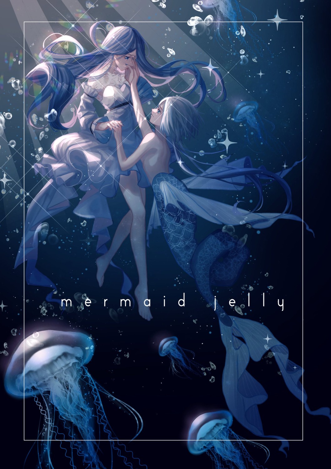 aono_99 dress mermaid monster_girl tail topless wet yuri