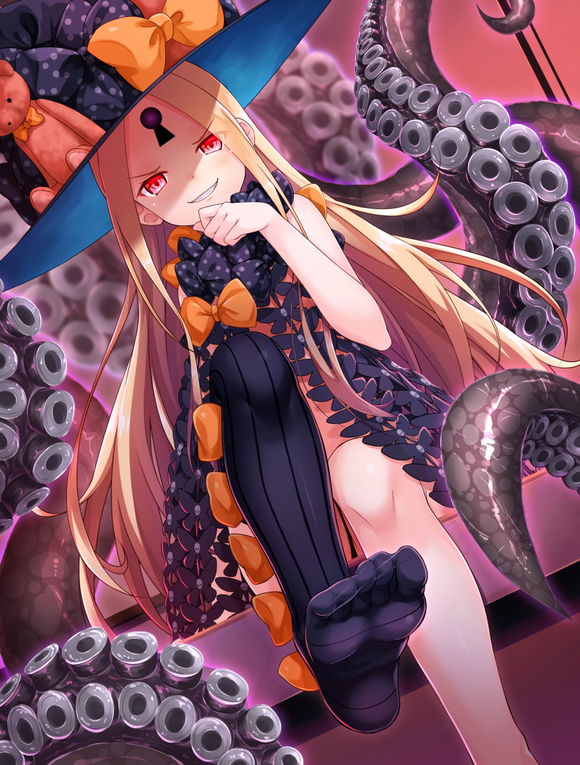 abigail_williams_(fate) fate/grand_order feet kasaran loli pantsu tentacles thighhighs thong topless witch