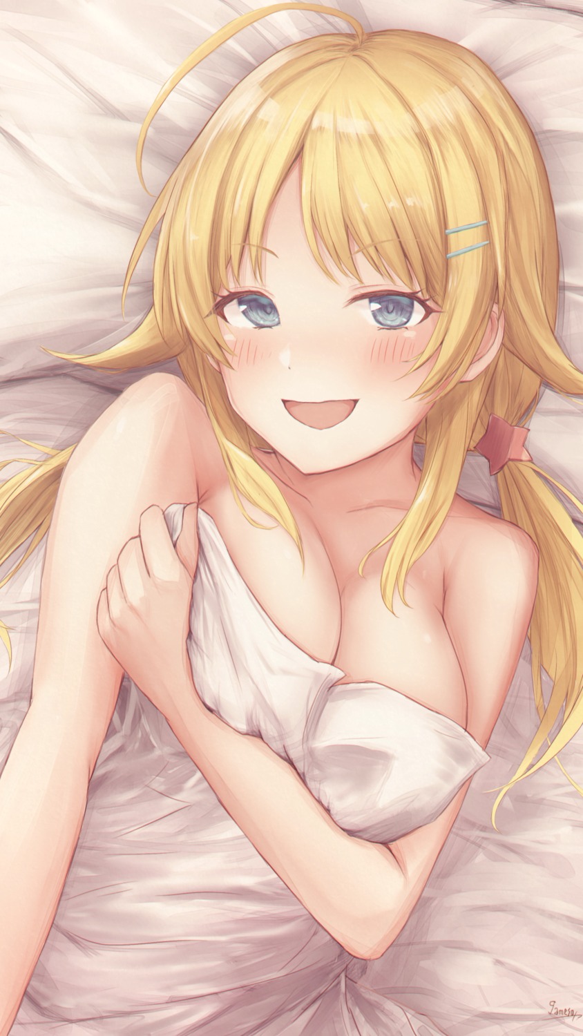breast_hold gameso hachimiya_meguru sheets the_idolm@ster the_idolm@ster_shiny_colors topless