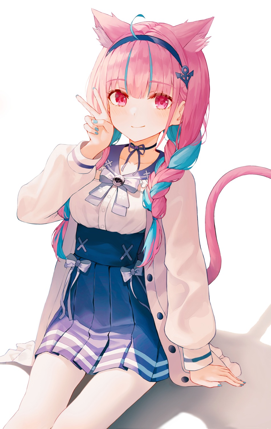 animal_ears hololive kerno minato_aqua nekomimi pantyhose seifuku tail