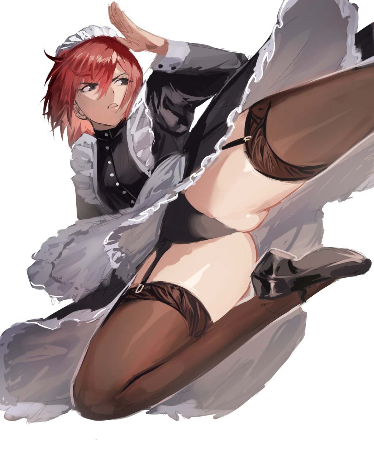 han_soo-min_(hanny) hanny_(uirusu_chan) heels maid pantsu sketch stockings thighhighs thong