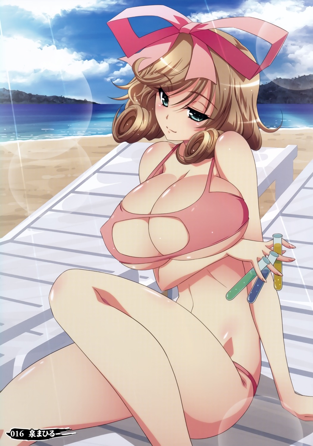 bikini breast_hold cleavage erect_nipples haruka_(senran_kagura) izumi_mahiru senran_kagura swimsuits underboob
