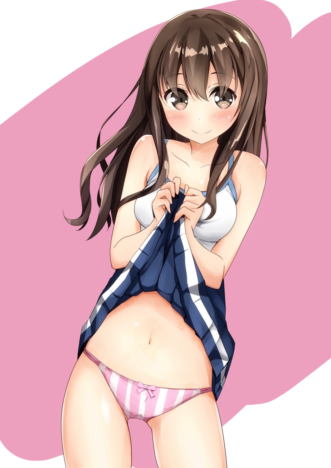 kantai_collection miyuki_(yxbt7) pantsu shigure_(kancolle) shimapan skirt_lift