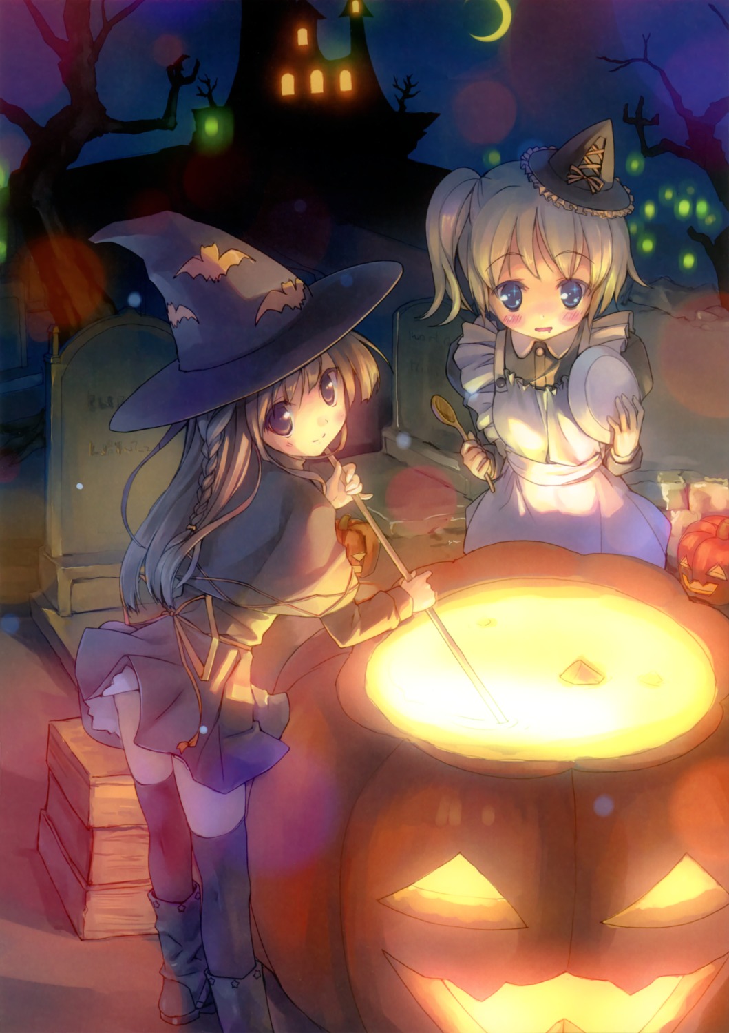 halloween kogemashita maid takoyaki thighhighs witch