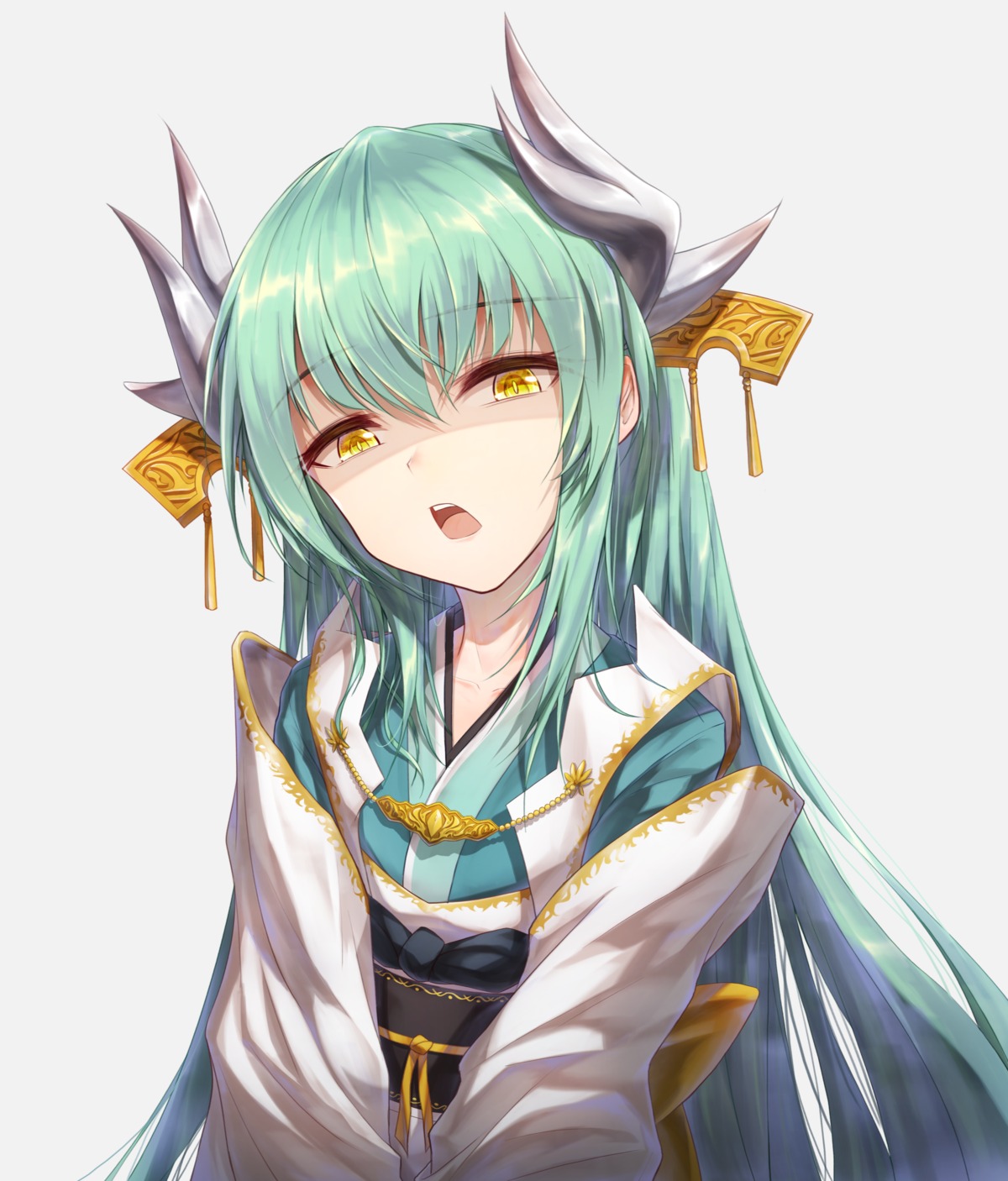 bae.c fate/grand_order horns japanese_clothes kiyohime_(fate/grand_order)