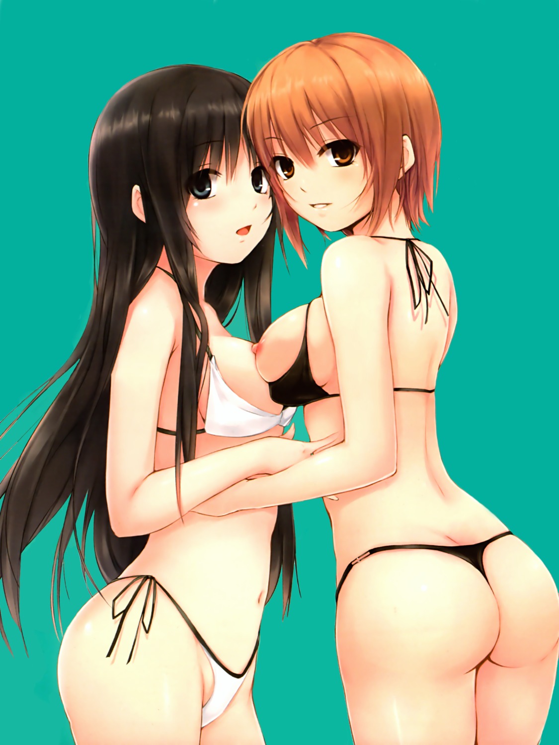 ass bikini breasts coffee-kizoku cure_girl hoshimiya_miyu kunimura_kotone nipples swimsuits thong