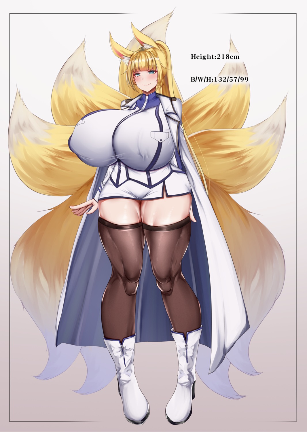 animal_ears chomikuplus erect_nipples kitsune tail thighhighs uniform