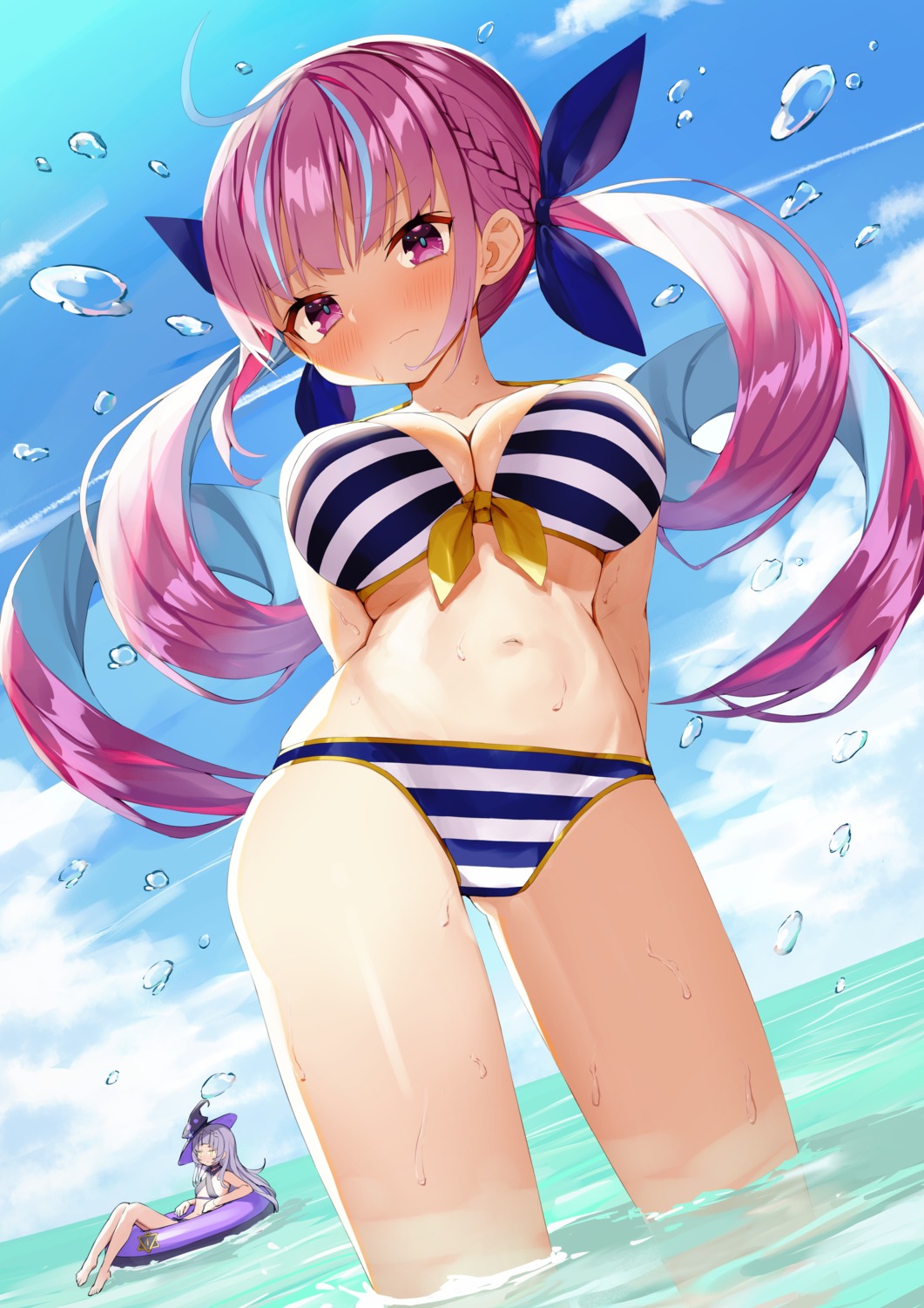 bikini hololive minato_aqua nogami_(minamiituki) swimsuits wet witch