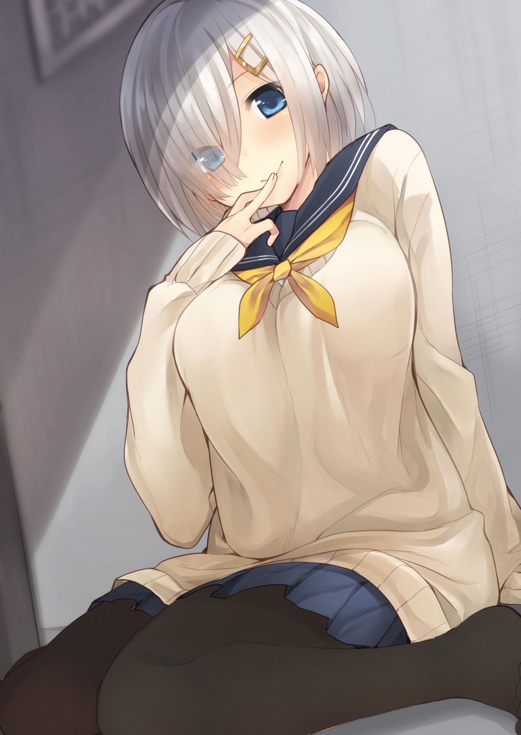 hamakaze_(kancolle) kantai_collection nigo_(aozoragarou) pantyhose seifuku sweater