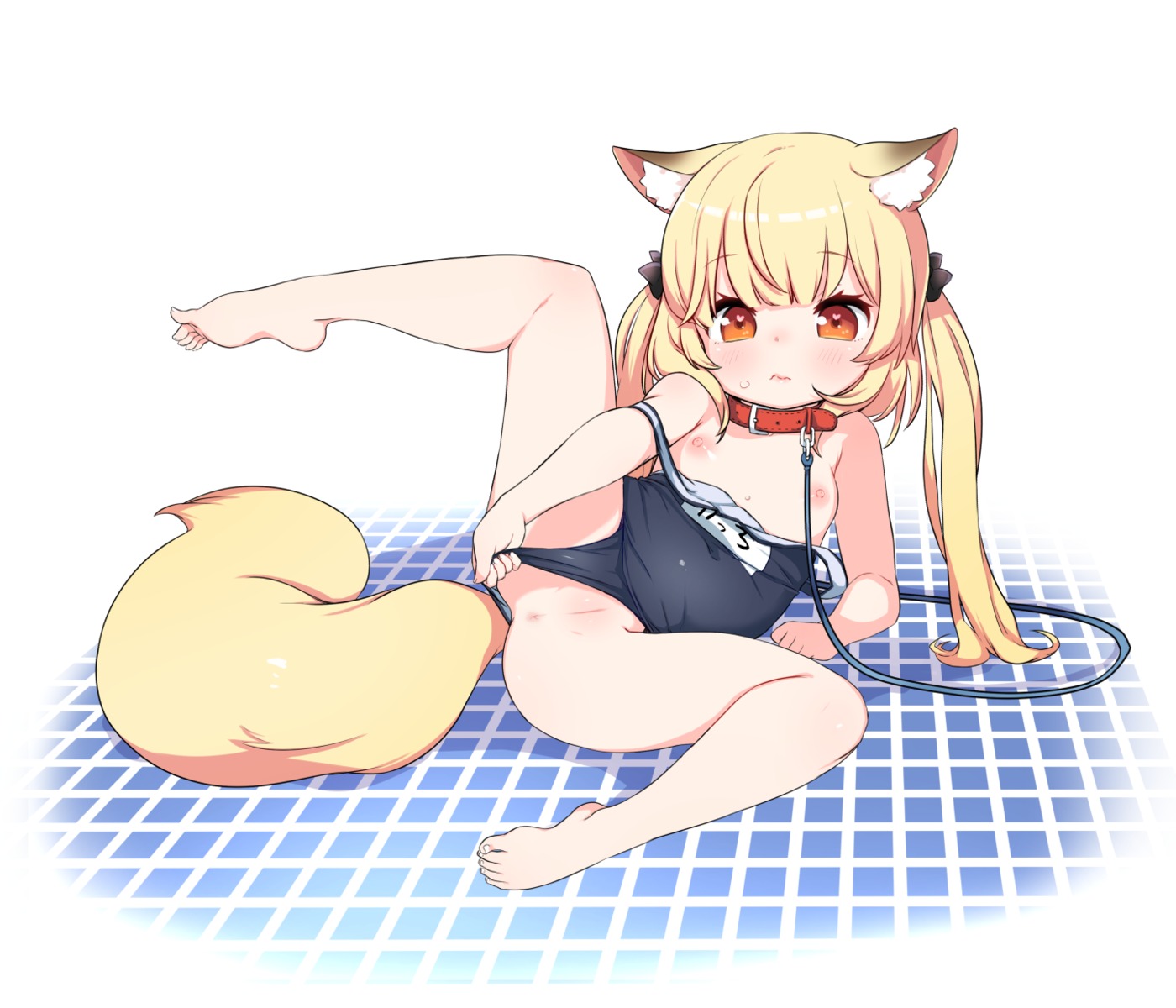 animal_ears anus breasts kitsune loli nipples pussy school_swimsuit swimsuits tagme tail uncensored undressing
