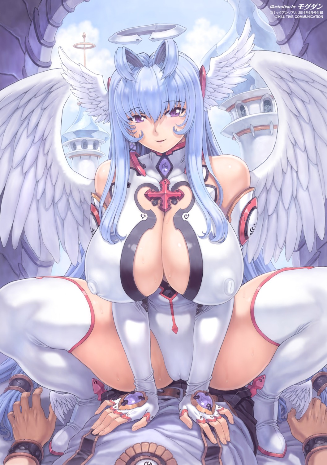 angel bodysuit cameltoe cleavage erect_nipples mogudan no_bra thighhighs wings