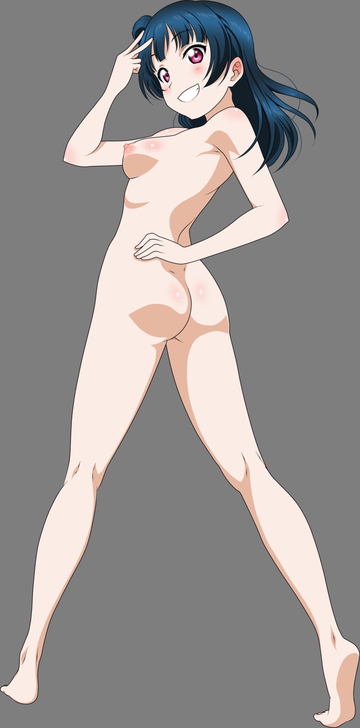 ass feet love_live!_(series) love_live!_sunshine!! mizuno_tatsuya naked nipples photoshop transparent_png tsushima_yoshiko vector_trace