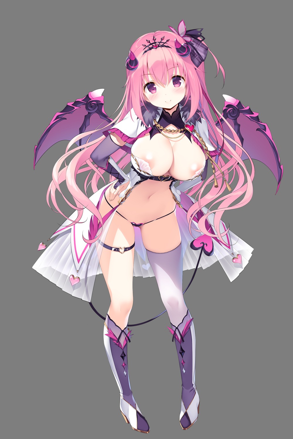 anneliese areola garter heels horns kimagure_temptation kimagure_temptation_2:_yuuyami_kaikitan kimishima_ao nipples no_bra pantsu see_through silky's_plus_wasabi tail thighhighs transparent_png wings