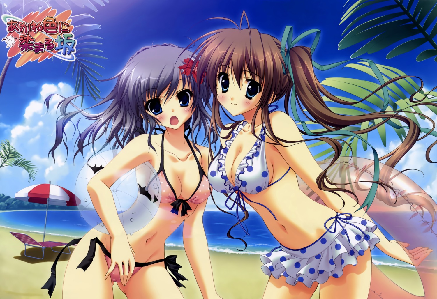 akane_iro_ni_somaru_saka bikini cleavage feng izumi_tsubasu katagiri_yuuhi nagase_minato ryohka swimsuits