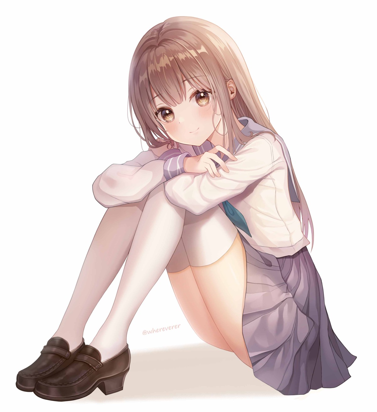 seifuku skirt_lift thighhighs where_(whereverer)