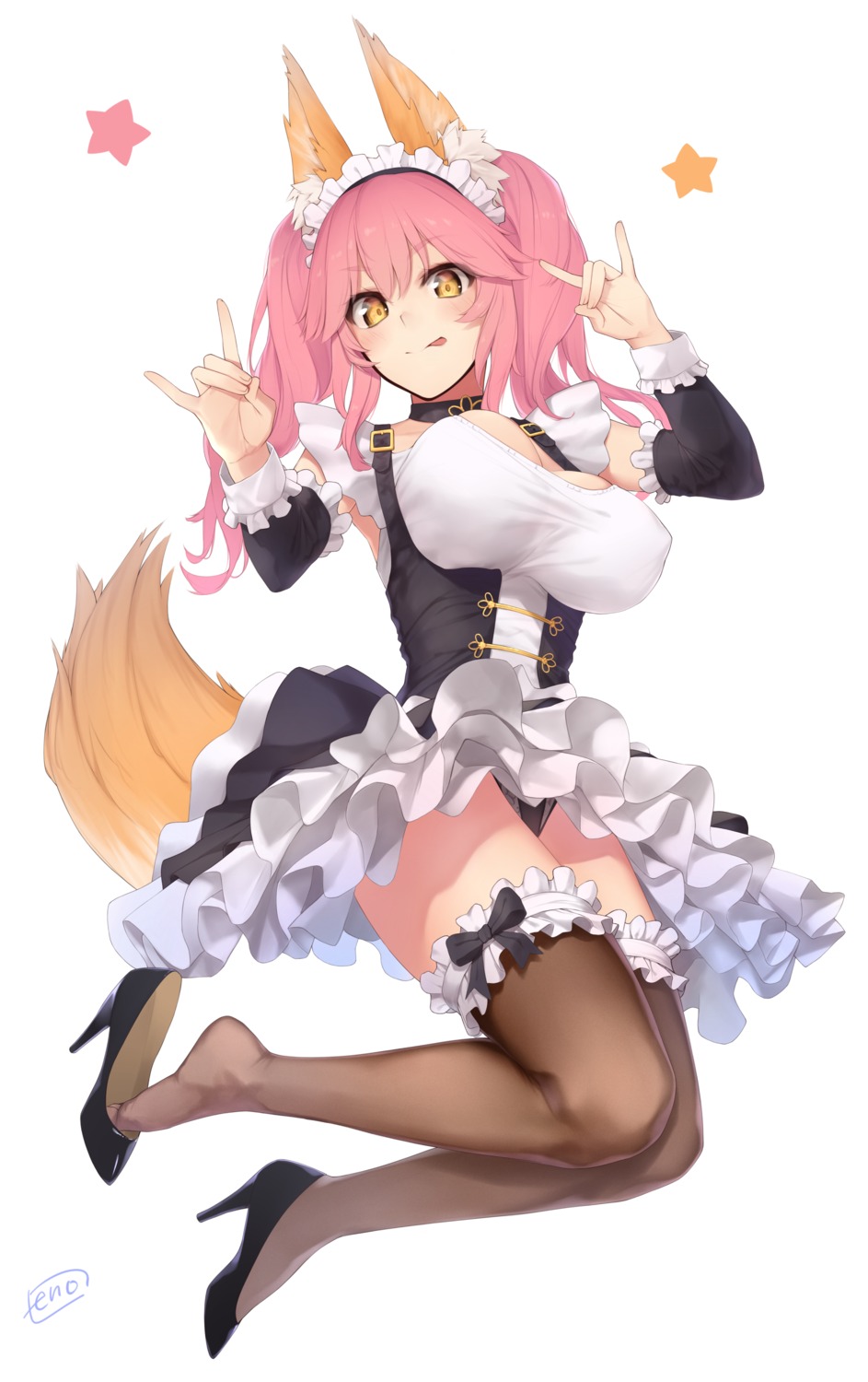 animal_ears enosan fate/extra fate/grand_order fate/stay_night heels maid pantsu tail tamamo_no_mae thighhighs