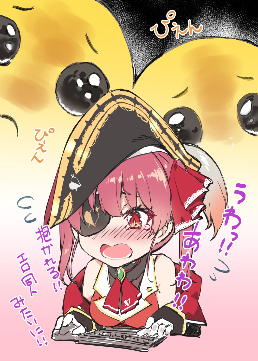 eyepatch hololive houshou_marine mushi024 pirate sketch