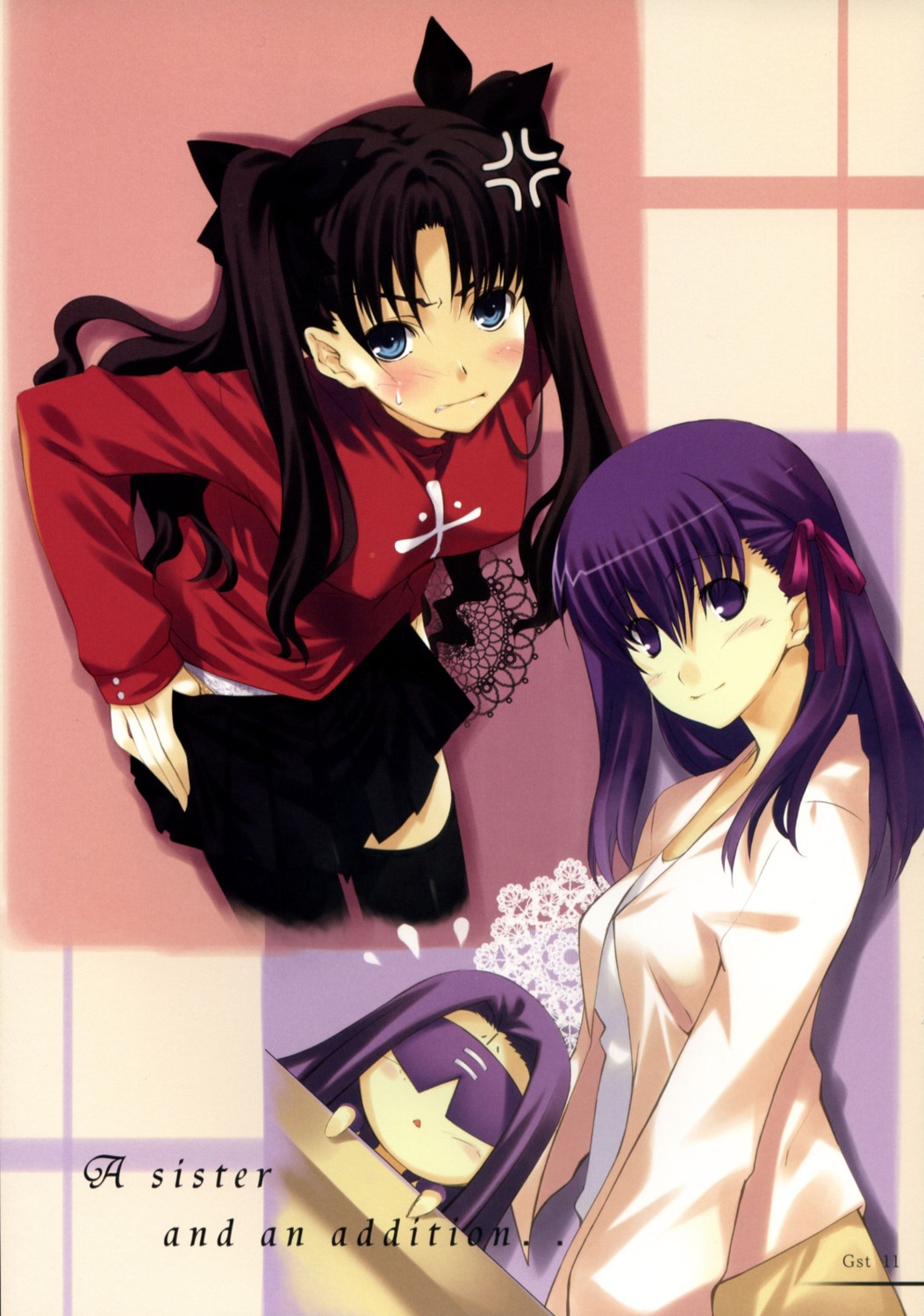 chibi fate/stay_night matou_sakura pantsu rider sheepfold tachibana_yuu thighhighs toosaka_rin undressing