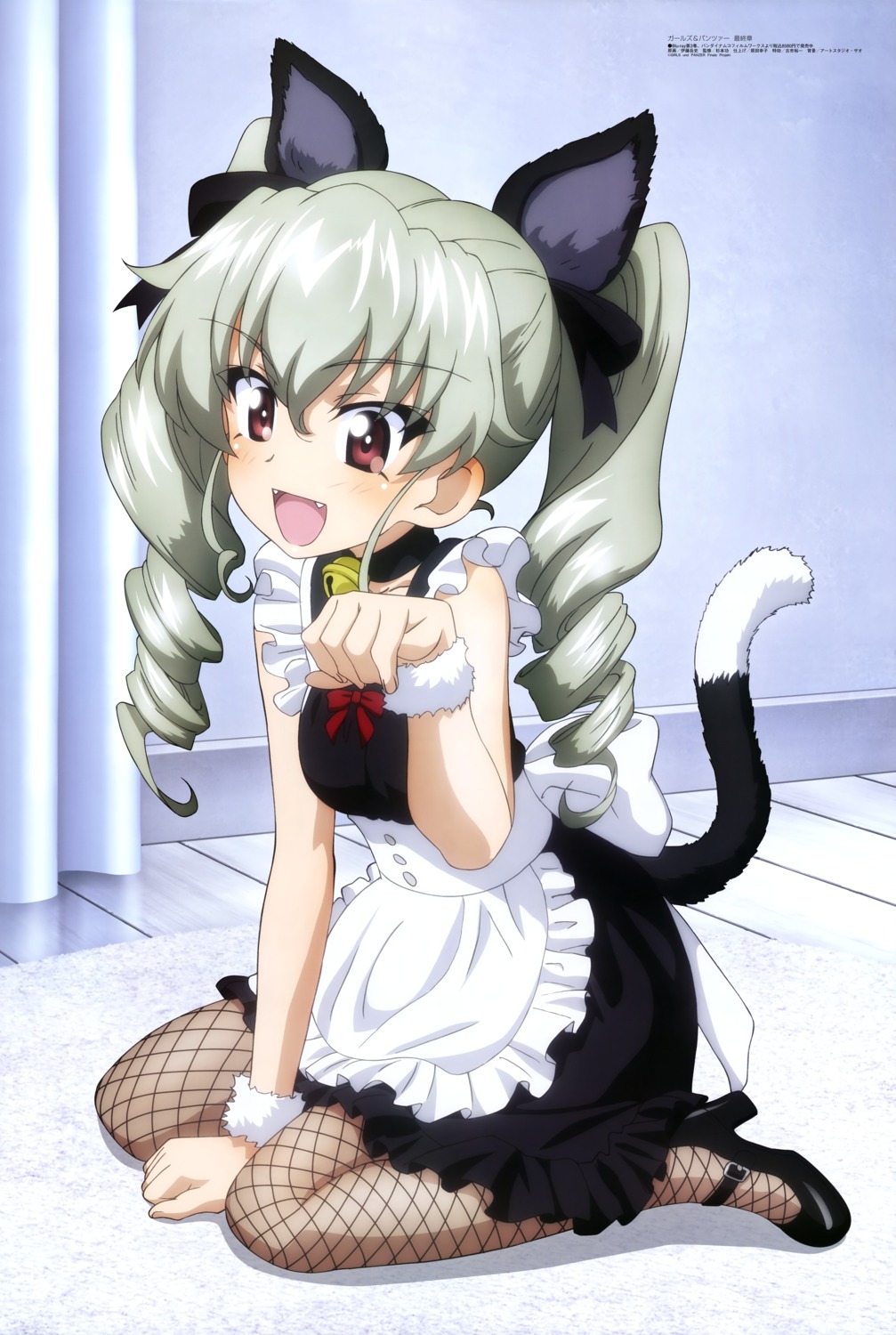 anchovy animal_ears fishnets girls_und_panzer heels itou_takeshi maid nekomimi pantyhose tail