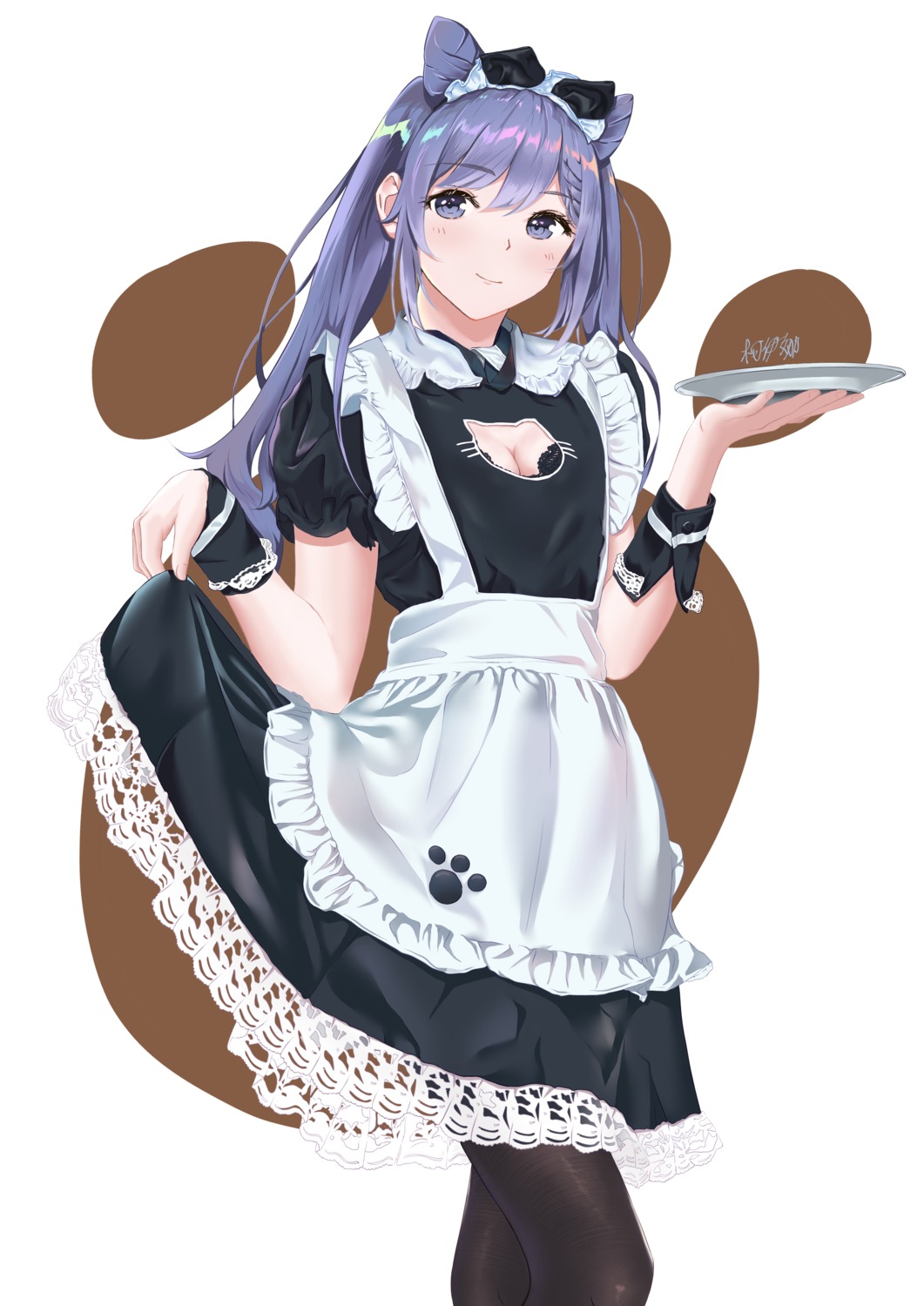 bra cleavage coyina genshin_impact keqing maid skirt_lift waitress