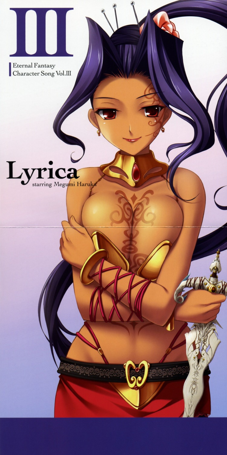 breast_hold circus cleavage crease eternal_fantasy fixme lyrica_merung tattoo