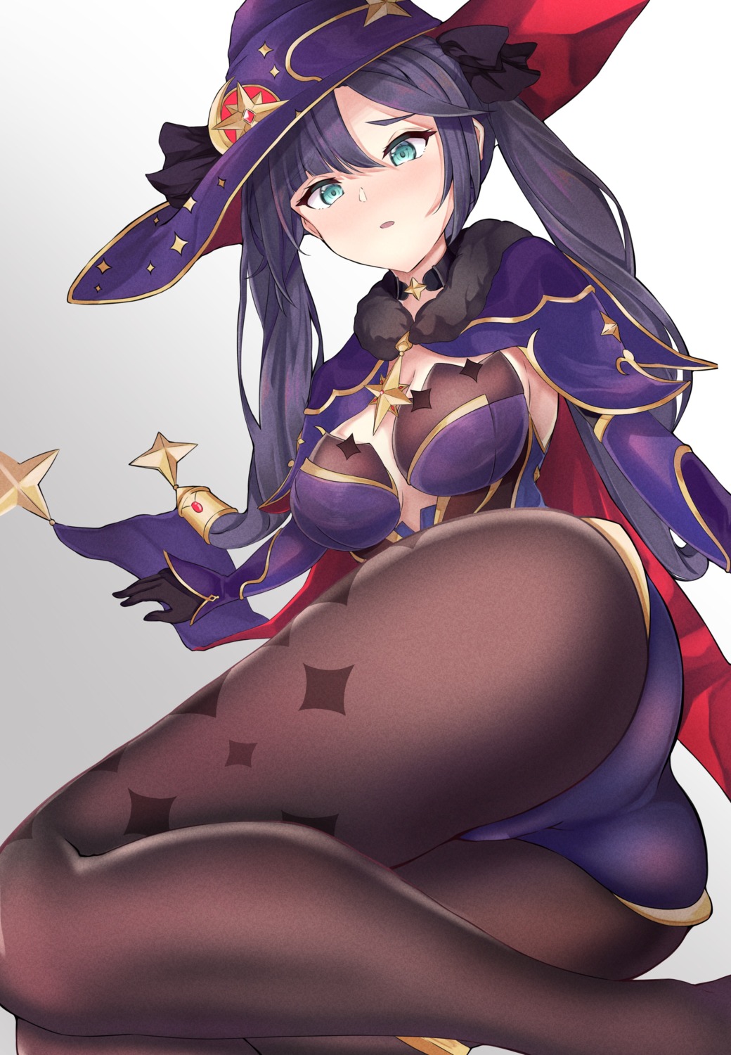 ass genshin_impact leotard mona_megistus no_bra pantyhose witch wosero